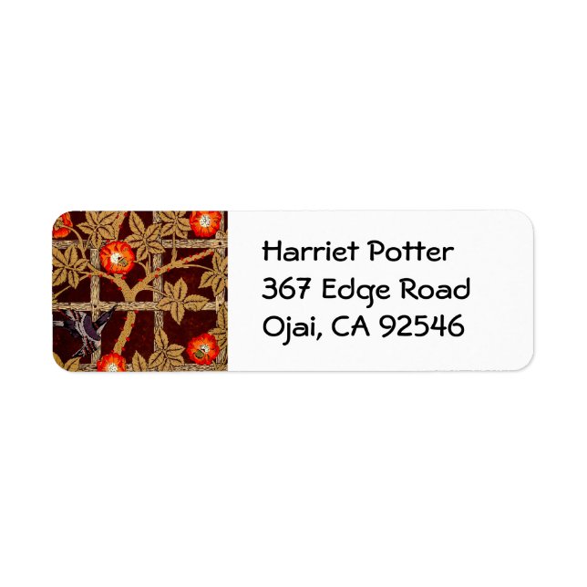 Trellis Birds Flowers Morris Fine Wallpaper (Front)