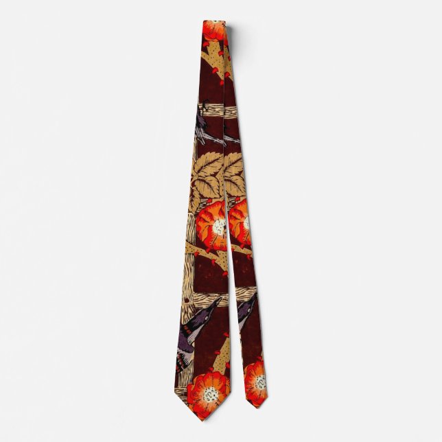 Trellis Birds Flowers Morris Fine Wallpaper Tie (Front)