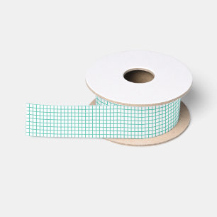 Trellis Bluegrass Green - White Satin Ribbon