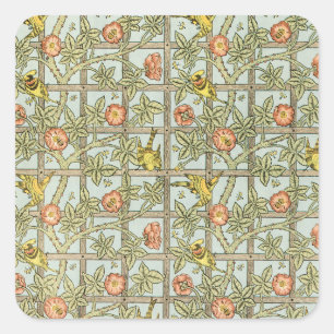 Trellis by William Morris, Vintage Garden Textile Square Sticker