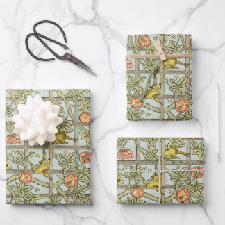 Trellis by William Morris, Vintage Garden Textile Wrapping Paper Sheet