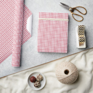 Trellis Cherry Red - White Wrapping Paper
