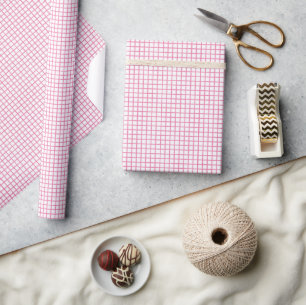 Trellis Fuchsia Pink - White Wrapping Paper