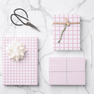 Trellis Light Pink - White Wrapping Paper Sheet