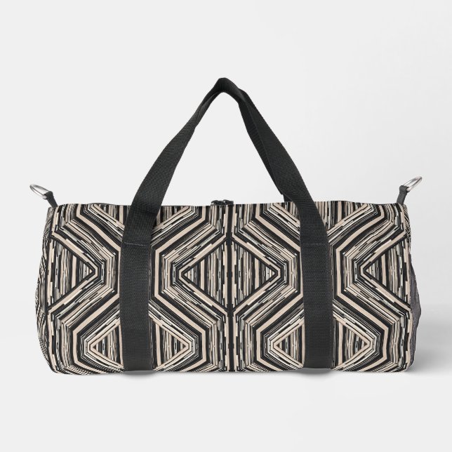 Trellis Modern Stripe Squares and Diamonds Duffle Bag (Front)