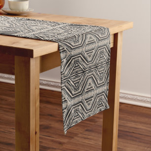 Trellis Modern Stripe Squares and Diamonds Short Table Runner
