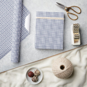 Trellis Navy Blue - White Wrapping Paper