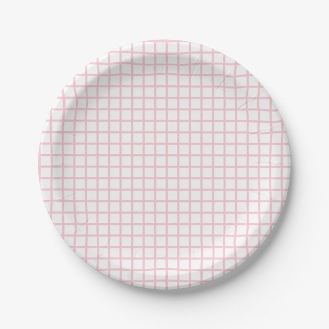 Trellis Pink - White Paper Plate (Front)