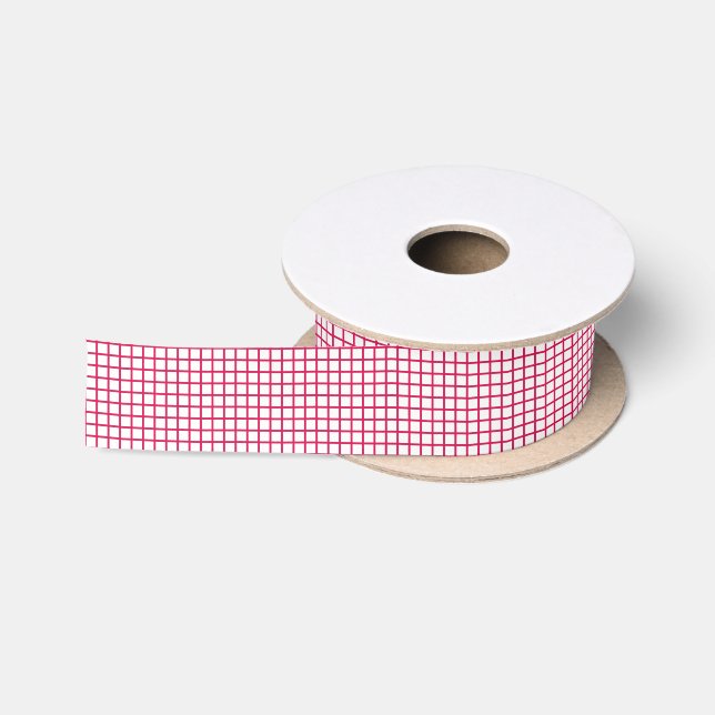 Trellis Raspberry - White Satin Ribbon (Spool)