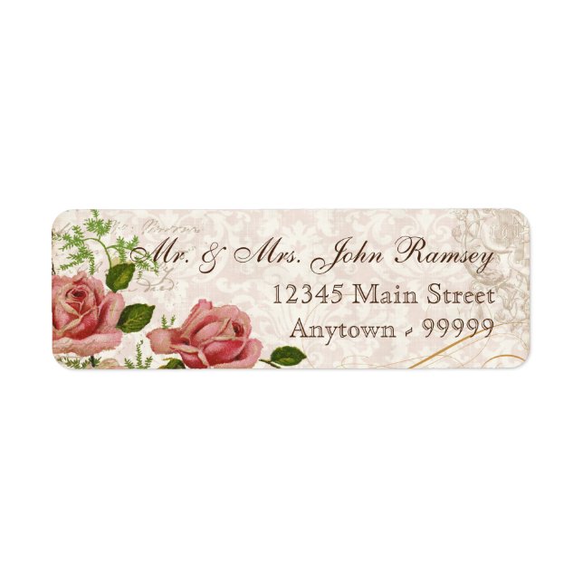 Trellis Rose Vintage Card Mailing Address Label (Front)