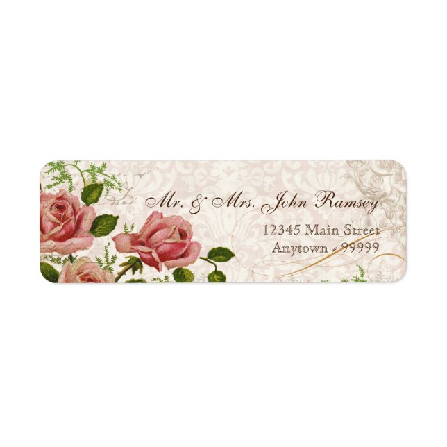Trellis Rose Vintage Card Mailing Address Label (Front)