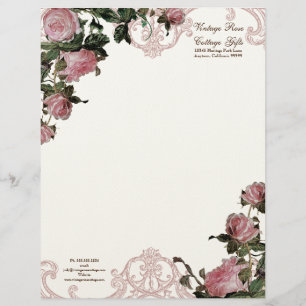 Trellis Rose Vintage Swirl Stationery Letterhead