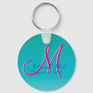 Tremendous Turquoise Budget Wedding Monogram Key Ring