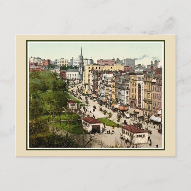 Tremont Street Boston antique restored colour phot Postcard (Front)