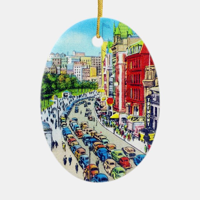 Tremont Street, Boston, Massachusetts Ceramic Tree Decoration (Front)