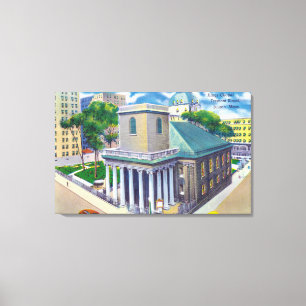 Tremont Street View of Kings Chapel Canvas Print