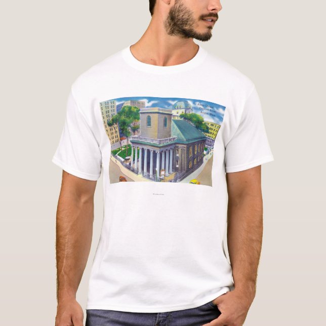 Tremont Street View of Kings Chapel T-Shirt (Front)