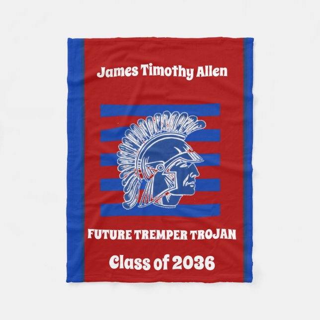 Tremper High School Trojan Kenosha WI Fleece Blanket (Front)