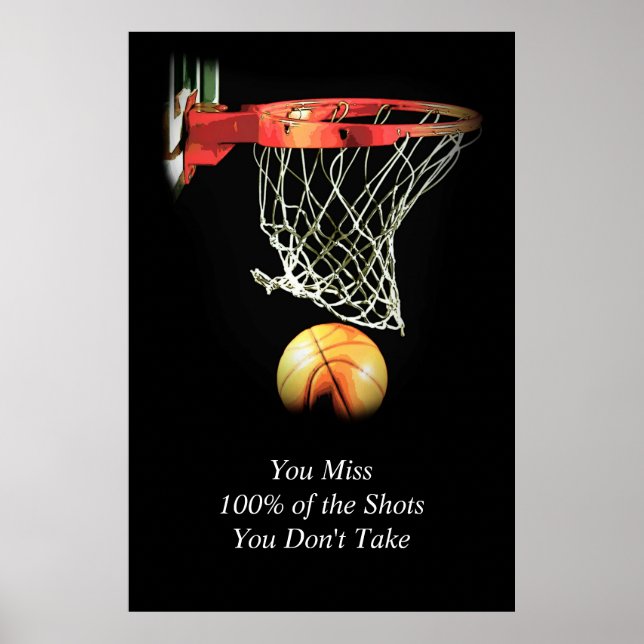 Trend Artwork Motivational Quote Basketball Poster (Front)