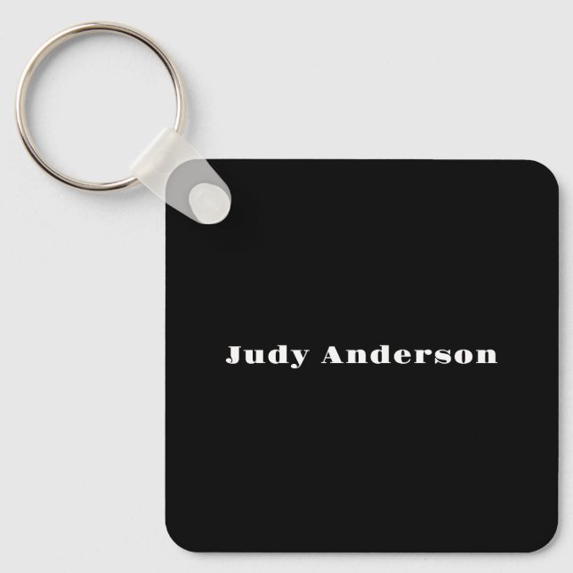 Trend Black Bold Professional Plain Modern Elegant Key Ring (Front)