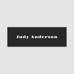 Trend Black Bold Professional Plain Modern Elegant Name Tag