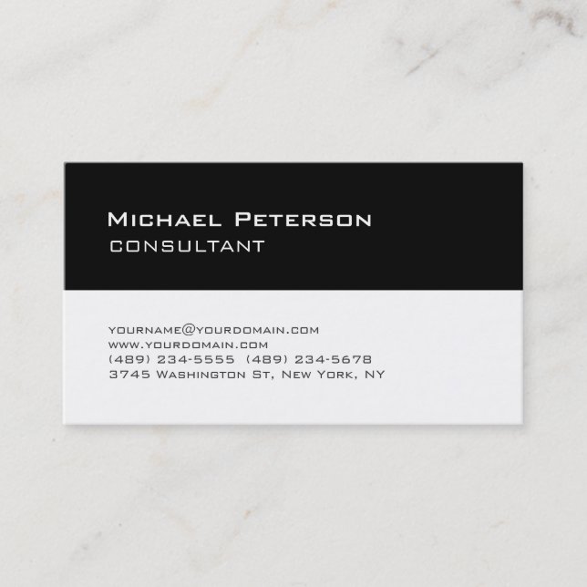 Trend Black White Striped Consultant Business Card (Front)