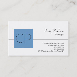 Trend Blue Monogram Classical Script Business Card