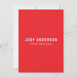 Trend Bright Red Professional Plain Modern Elegant Card
