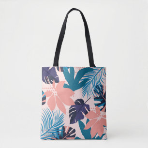 Trend bright seamless pattern with colorful tropic tote bag