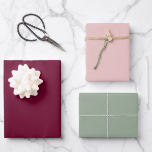Trend Color Burgundy Pink Sage Wrapping Paper Sheet