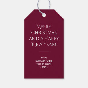 Trend Color Dark Burgundy Christmas Gift Tags