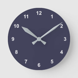 Trend Color - Navy Blue Round Clock With Numbers