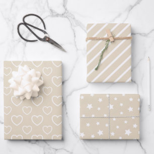 Trend Colors - Natural Beige Color - Pattern Wrapping Paper Sheet