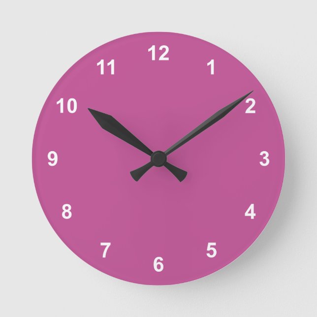 Trend Colour - Berry Pink Round Clock With Numbers (Front)