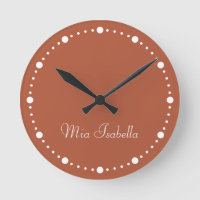 Trend Colour Burnt Copper White Dots  Round Clock