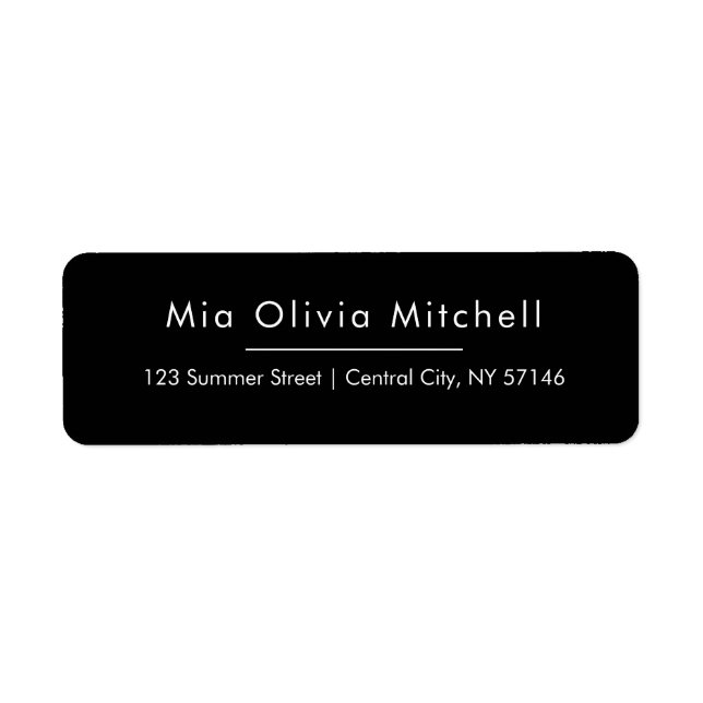 Trend Colour Classic Black Simple Address Labels (Front)