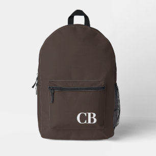 Trend Colour Coffee Brown Monogram Printed Backpac Backpack