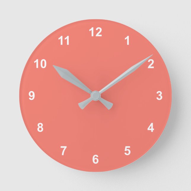 Trend Colour  Coral Sunset Round Clock With Number (Front)