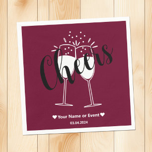 Trend Colour Dark Burgundy Cheers Paper Napkins