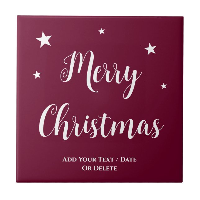 Trend Colour Dark Burgundy Christmas Ceramic Tile (Front)