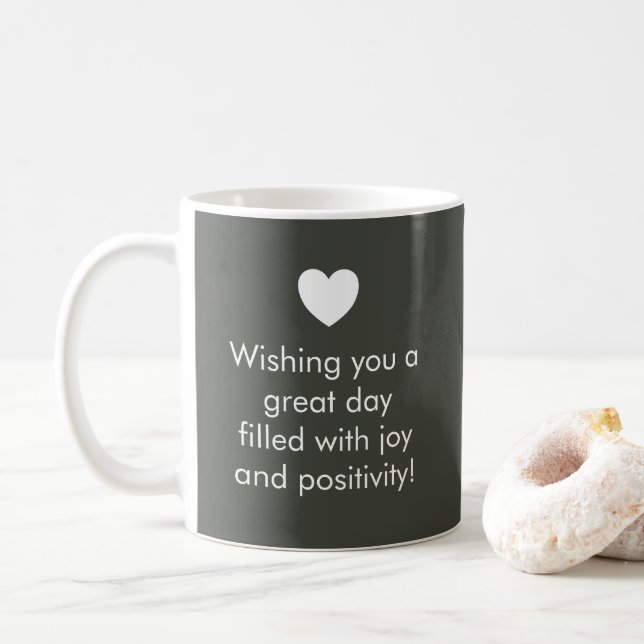 Trend Colour Dark Forest Grey Name / Positivity Mu Coffee Mug (With Donut)