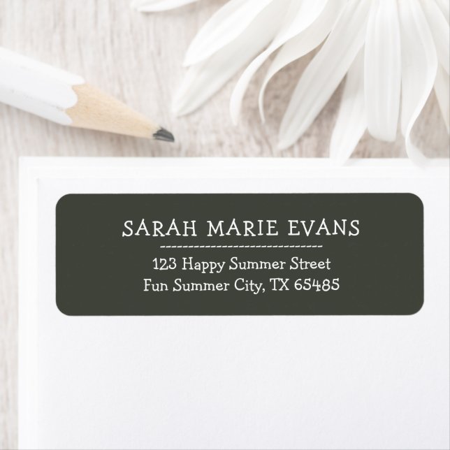 Trend Colour Dark Forest Grey Return Address Label (Insitu)