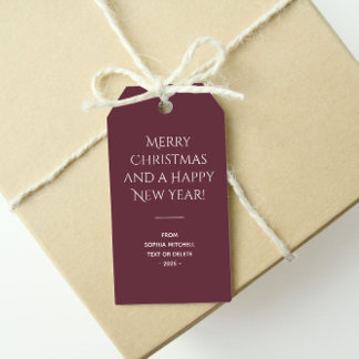 Trend Colour Dark Red Wine Minimalist Gift Tags