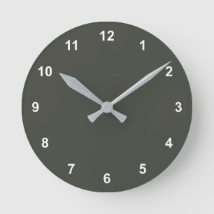Trend Colour - Forest Grey Round Clock With Number