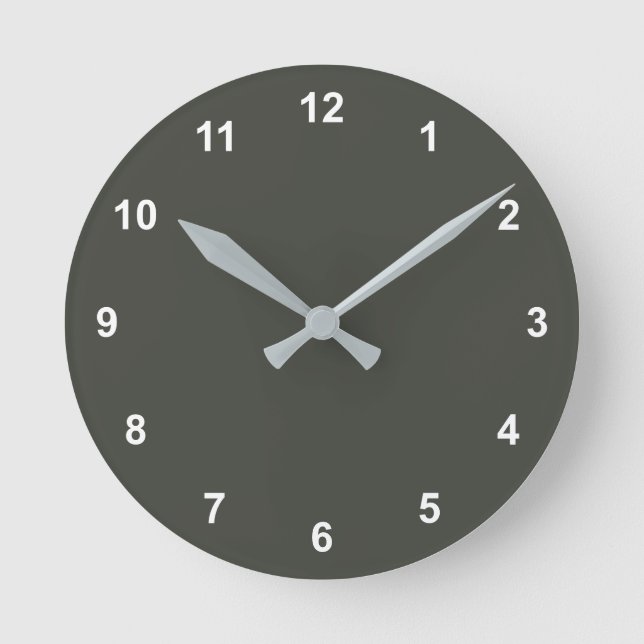 Trend Colour - Forest Grey Round Clock With Number (Front)