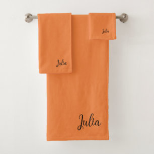 Trend Colour Fresh Tangerine Name Bath Towel Set