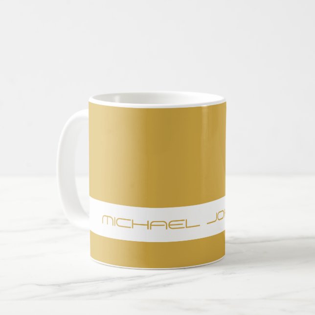 Trend Colour Golden Yellow - Futuristic Name Mug (Front Left)