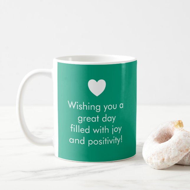 Trend Colour Jade Green - Name / Positivity Mug (With Donut)