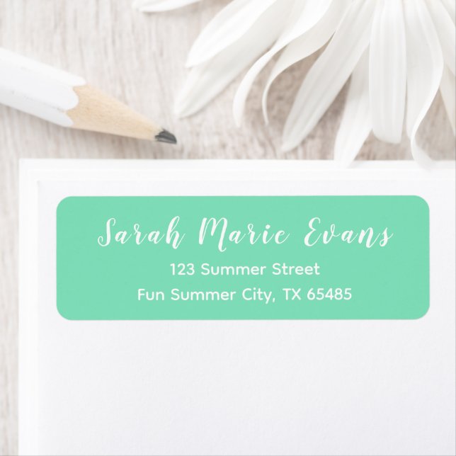 Trend Colour - Minty Green Return Address Labels (Insitu)