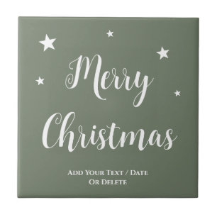 Trend Colour Muted Greenish Grey Christmas Tile